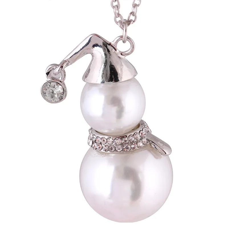 catena lunga del maglione collana del pendente del regalo di natale zucca del pupazzo di neve della perla del diamante Collane femminili