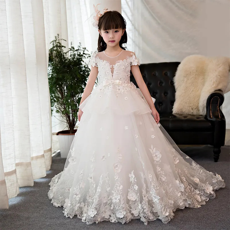 Les filles de Noël robe robes en dentelle Princesse bling bling Paillettes robes de scène costume cape