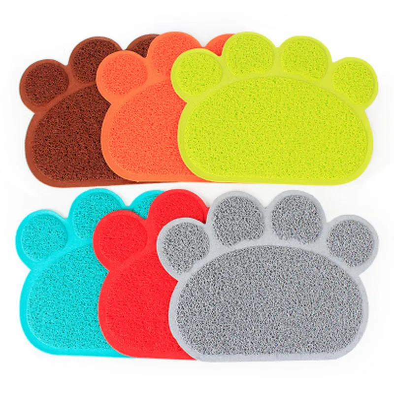 Pet Dog Puppy Cat Feeding Mat Pad Cute Paw PVC Bed Dish Bowl Food Water Feed Placemat Wipe Clean Pet Cat Dog Accessori