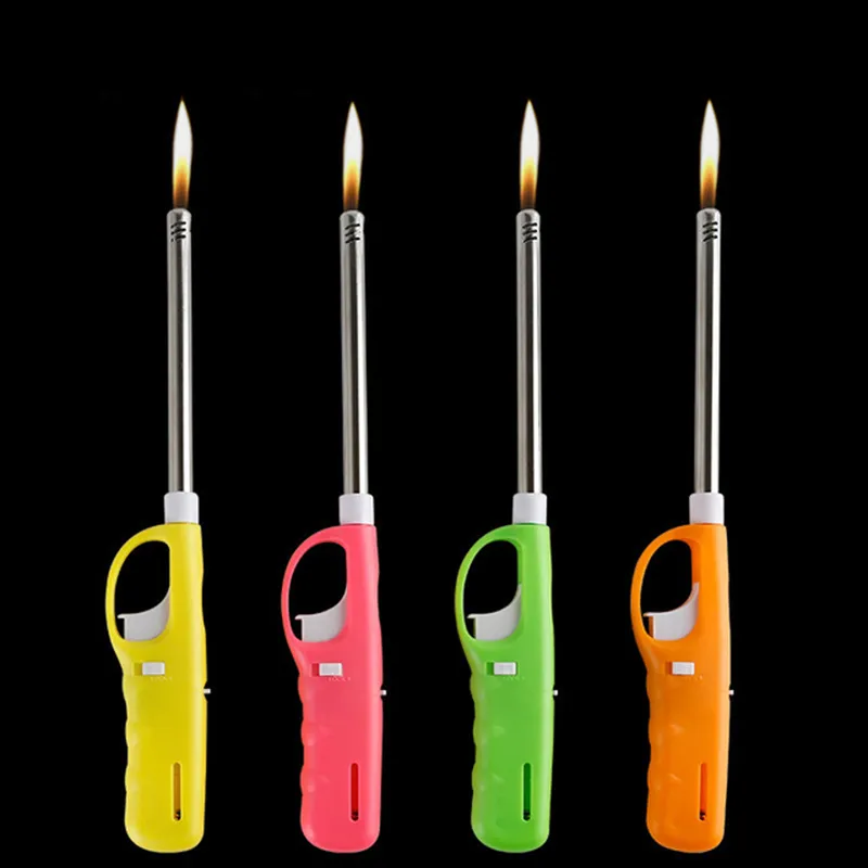 Свеча зажигалки бутан многоразового Пластиковые факел зажигалка многоцелевым для кухни Камин Сигнальная лампа барбекю Печь Цвет Случайным