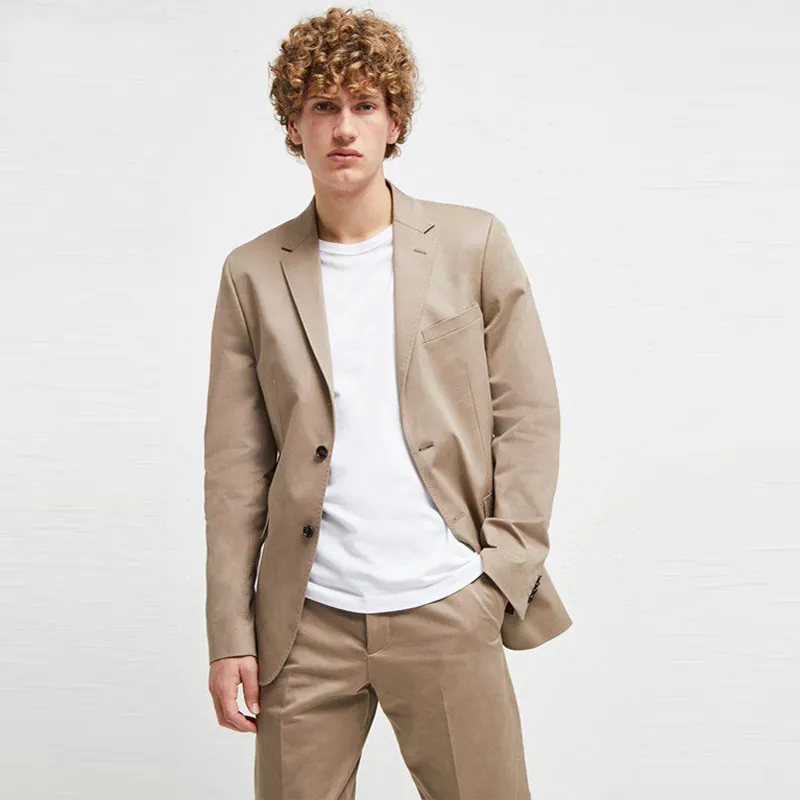 Summer Khaki Men Suits For Wedding Suits Bridegroom Groomsmen