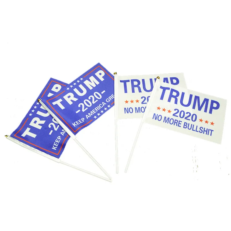 Hand Held Trump Mini Flag 2020 Valflagga med Stick Trump Presidentval Förvara Amerika Great Fashion Home Decoration Banner VT0632