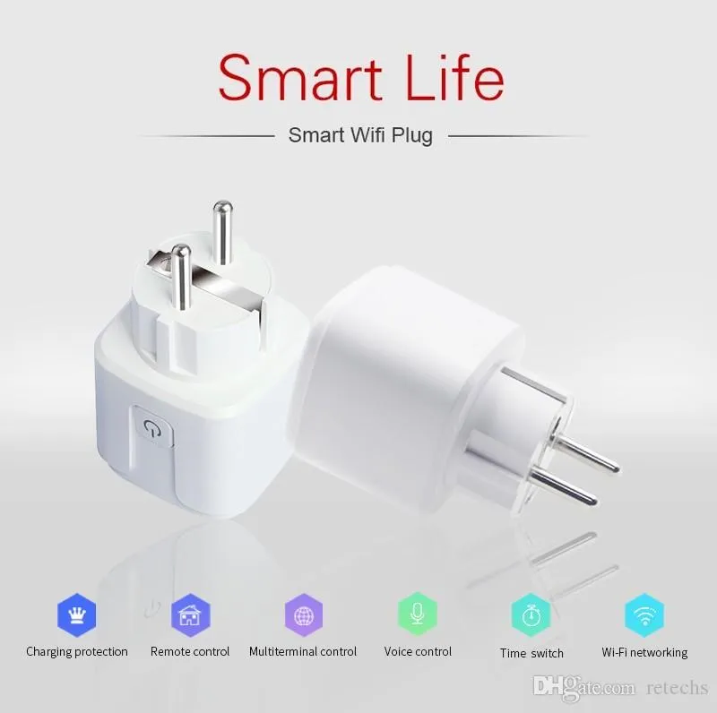 Smart Plug, 16A EU, WiFi, Smart met Power Monitor, WiFi Wireless Smart Socket met Google Alexa Home Voice Control