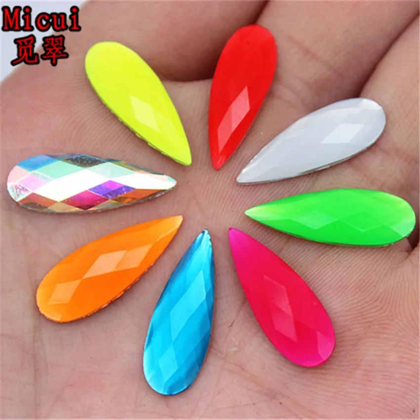 Micui 200PCS 8*21mm AB Color Oval Resin Rhinestones Crystal applique flatback Scrapbooking crafts Jewelry Making Clothes Decoration ZZ316
