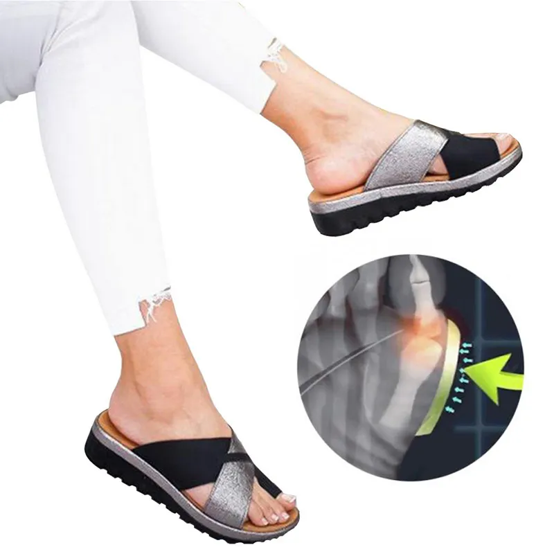 Vertvie Kvinnor Skor Tofflor Orthopedic Bunion Corrector Comfy Platform Ladies Casual Big Toe Correction Sandal