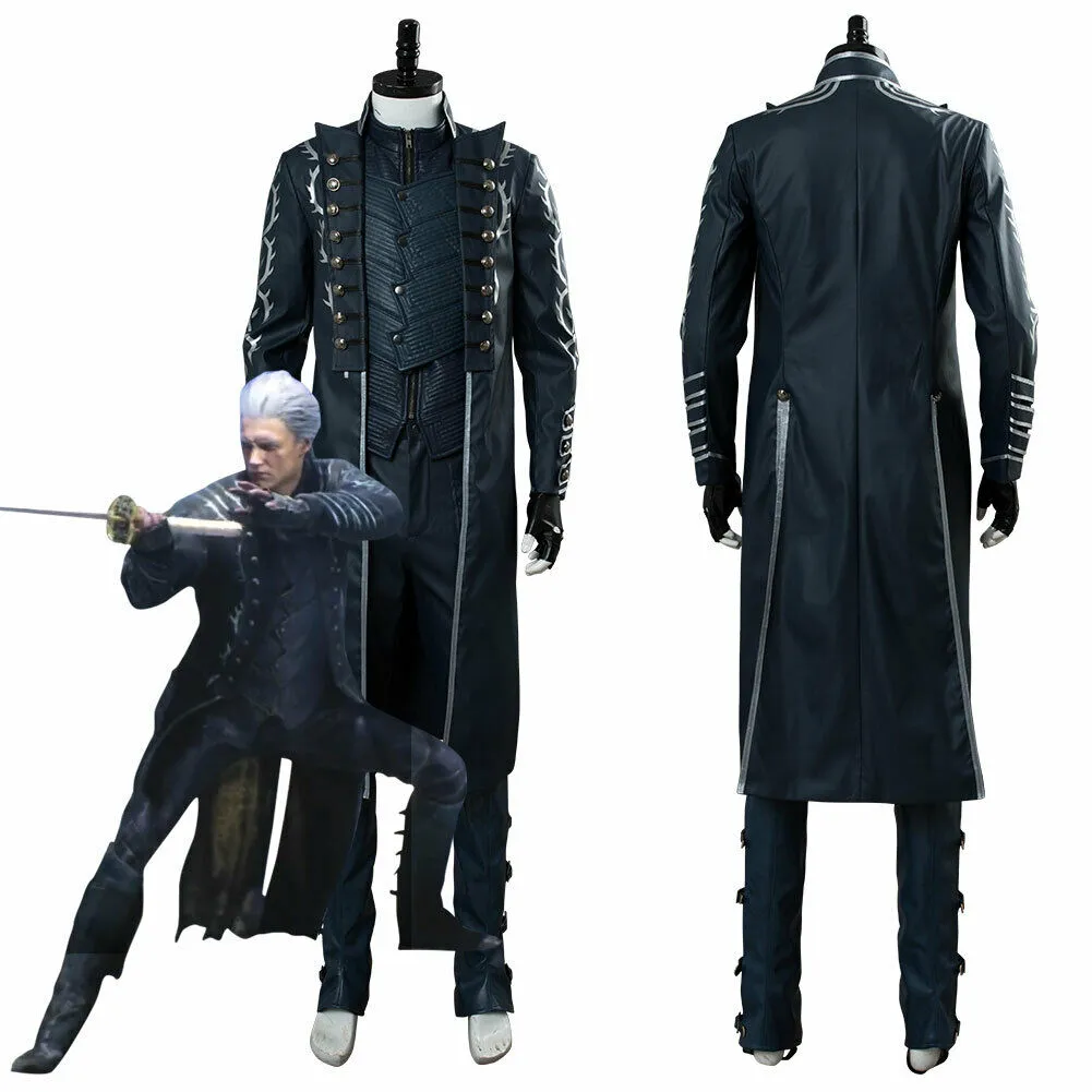Devil May Cry 5 DMC5 Vergil Aged Косплей Костюм Экипировка Полный комплект Куртка Униформа