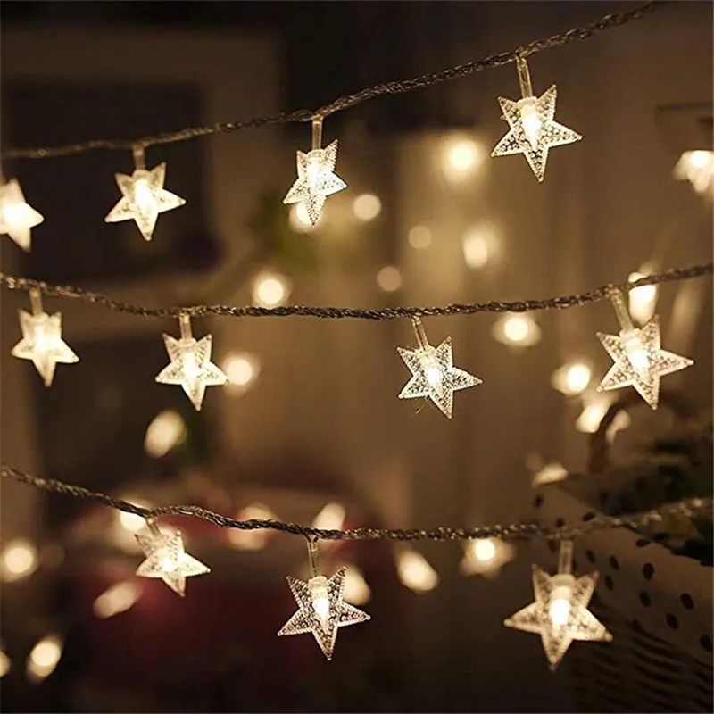 10/20/40/50 Party Decoration LED Star Light String Twinkle Garlands Battery Powered Christmas Lamp Holiday Party Wedding Decorative Fairy Lights