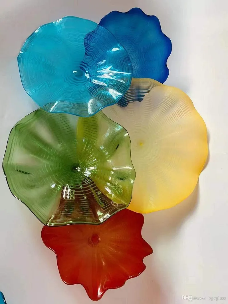 Gratis verzending Fancy Blown Murano Glas Wandplaten Handgeblazen Murano Glas Opknoping Platen Wall Art Blown Glas Elegante Platen