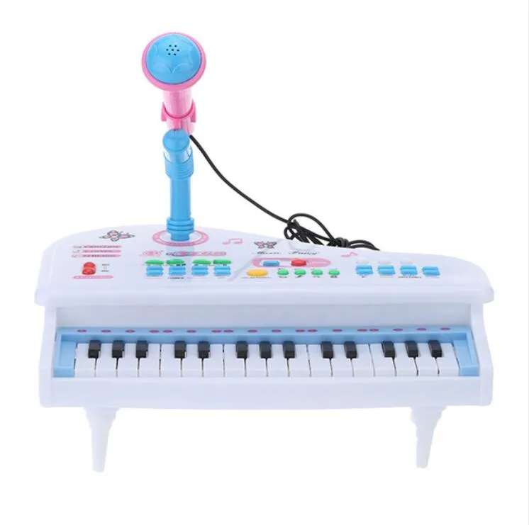 Piano Infantil de Juguete 37 Teclas Multifuncion Micrófono USB - Azul