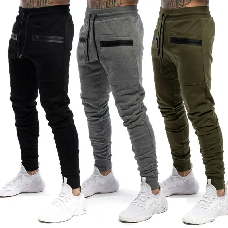 Nuevos pantalones ajustados de gimnasio para hombre, pantalones de chándal, chándal, pantalones deportivos ajustados, pantalones largos, pantalón informal para hombre con bolsillos de talla grande