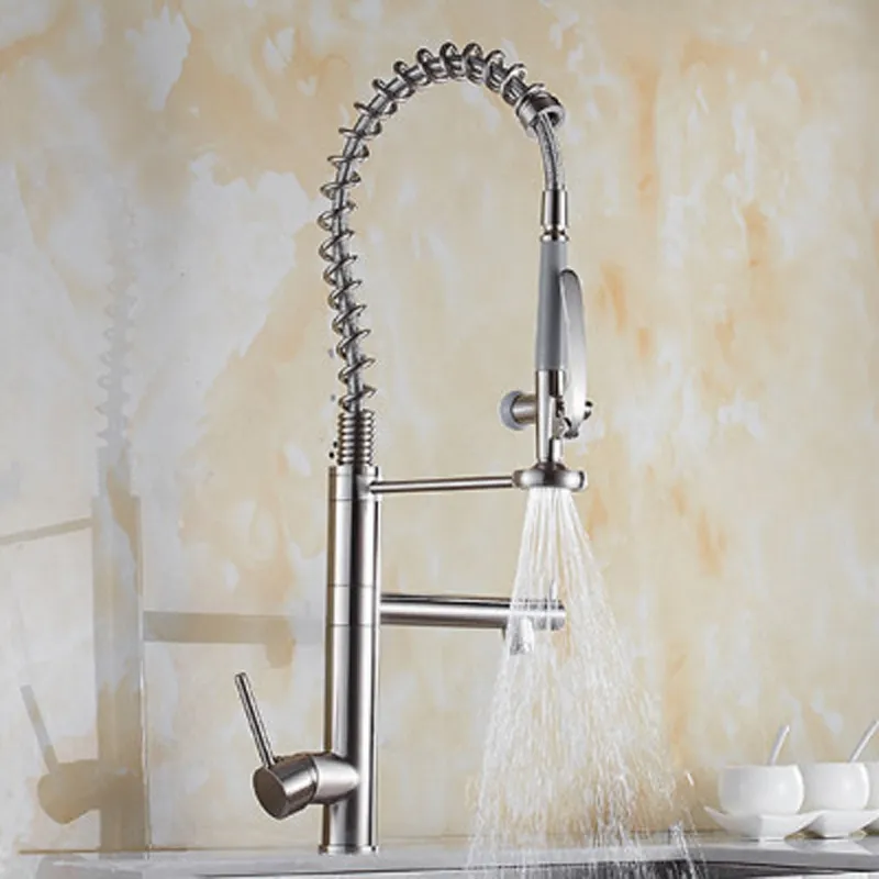 صناديق المطبخ الربيعي Chrome SPUND AULLE OT SIDE SPOUT SPOUT Single Handle Mixer Tap Sink Faucet 360 Rotation Faucets