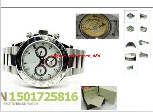 Luxury Watches 116520 40mm 7750 Movement Automatic Chronograph Working Sapphire White Dial 316L Steel Mens Watch Waterproof Luminous