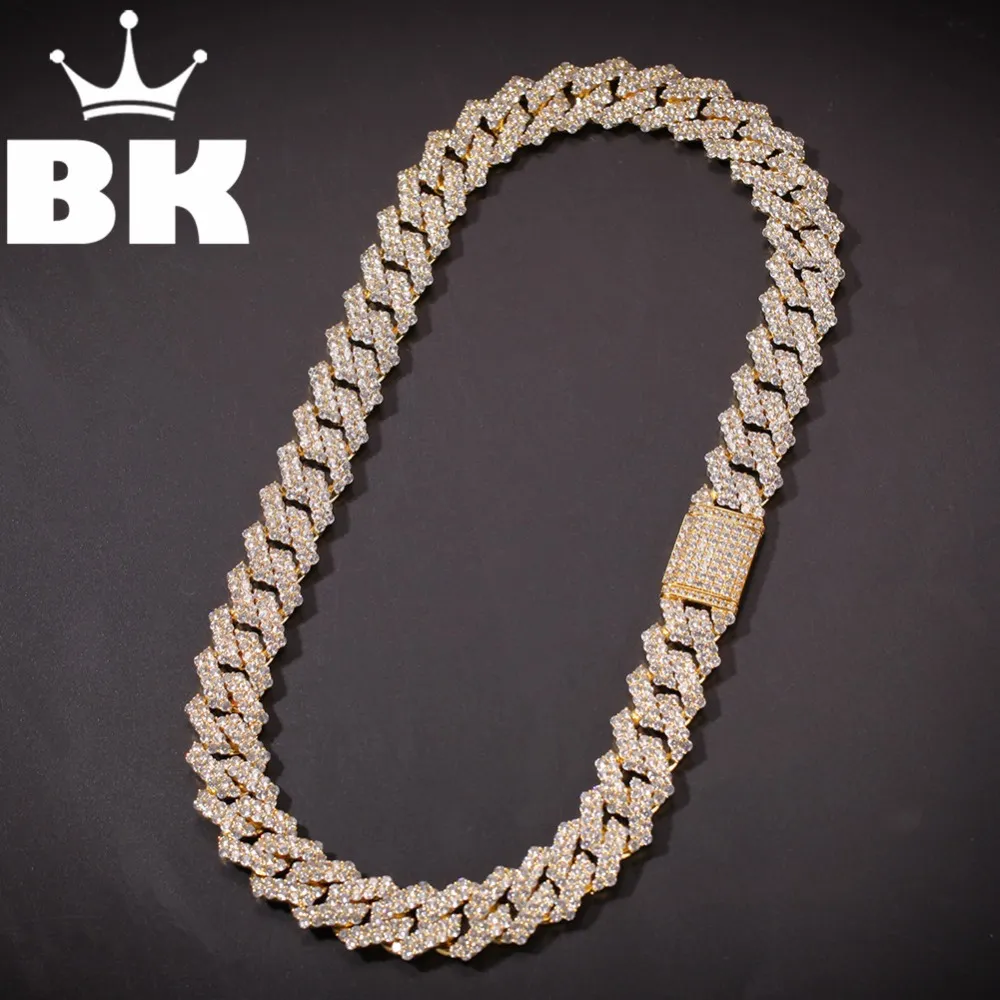 17mm Cubic Zirkoon Prong Cubanen Link Ketting Goud Verzilverd Luxe Koper Micro verharde CZ Cubaanse Ketting 16/18/20/22 / 24 inch