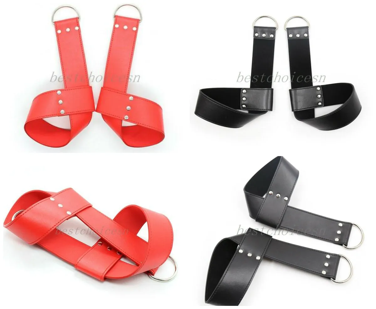 Bondage Leather Restraint Wrist Suspension Harness Cuffs hanging handcuffs Fancy Dress #R56