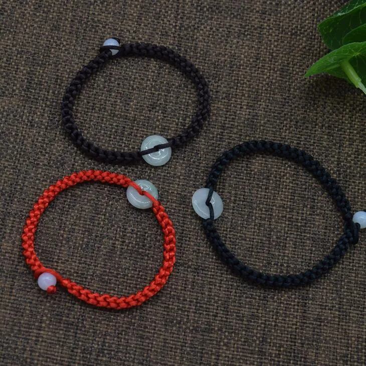 DIY handgewebte Unisex-Paararmbänder Glück dieses Jahr rotes Seil Handseile Sicherheitsschnalle Jadearmband