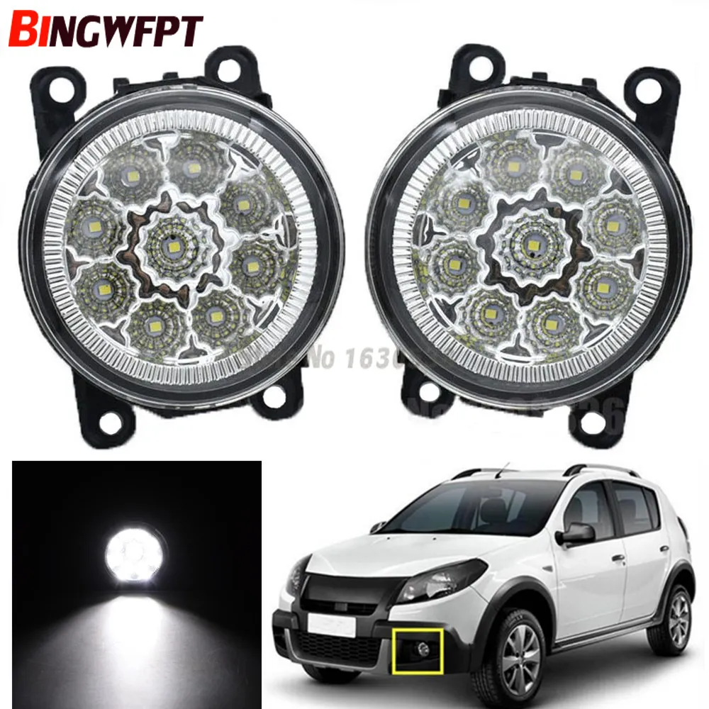 2x Auto Styling High Power LED Mistlampen DRL-verlichting voor Renault Megane 2/3 / CC Fluence Koleos Sandero Stepway Halogeenlamp