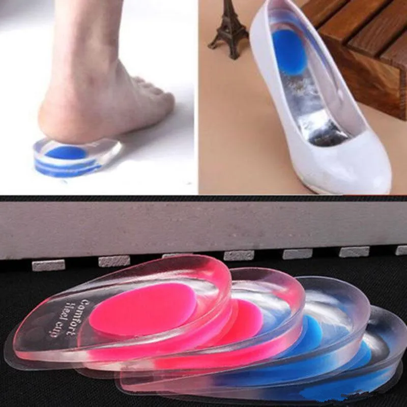 600 pieces=300 pair Silicone Gel Insoles Heel Pad Foot Care Cups Calcaneal Spur Elastic Care Half Insole Shoe Inserts