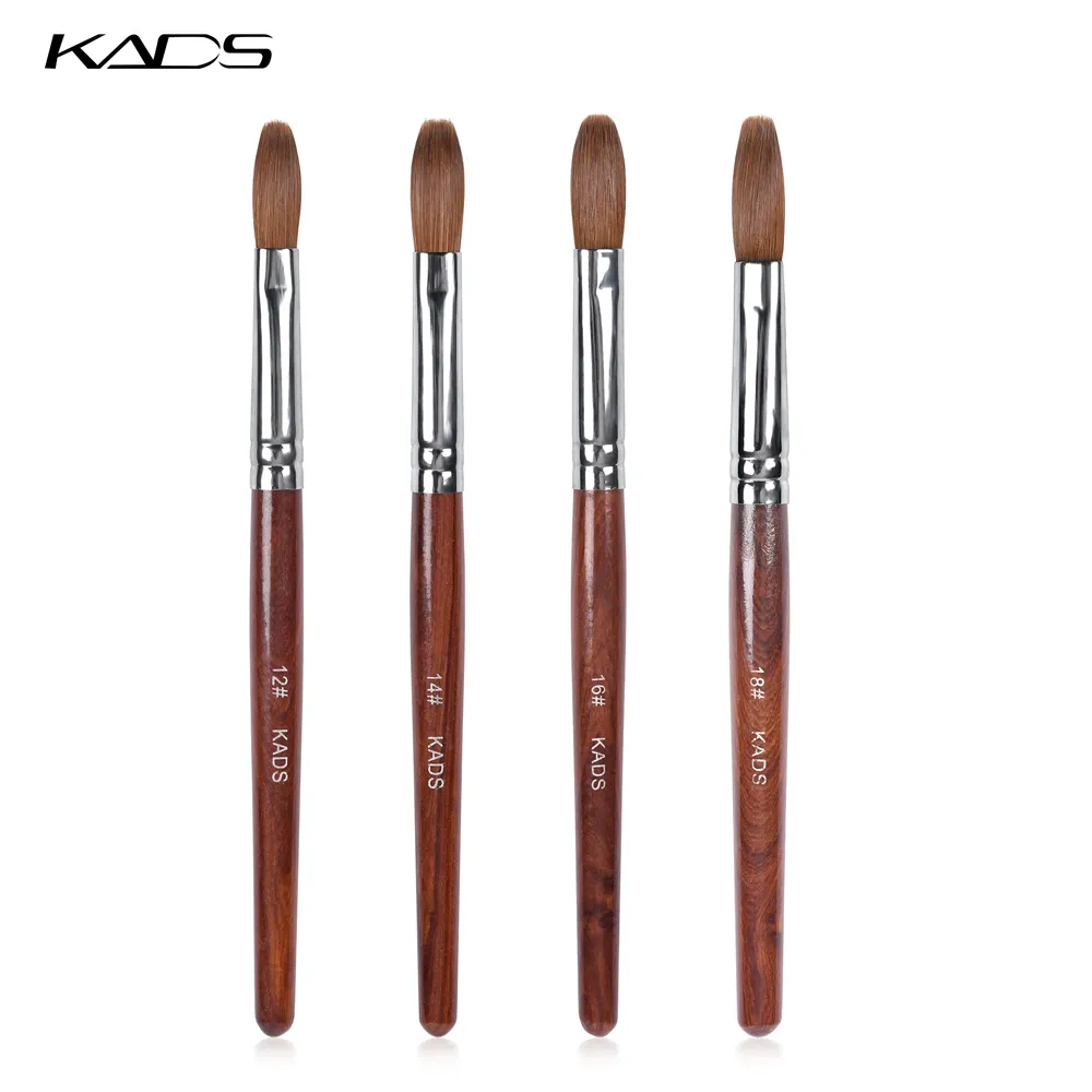 Professional Kolinsky Sable Red Wood Acrylic Nail Art Brush Flat Round