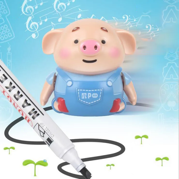 Creative Scribing Sensitive Piggy Doll Desktop speelgoed, met lightsound, kan lopen, ontwikkelingsspeelgoed, voor feestdag verjaardag kerstcadeaus