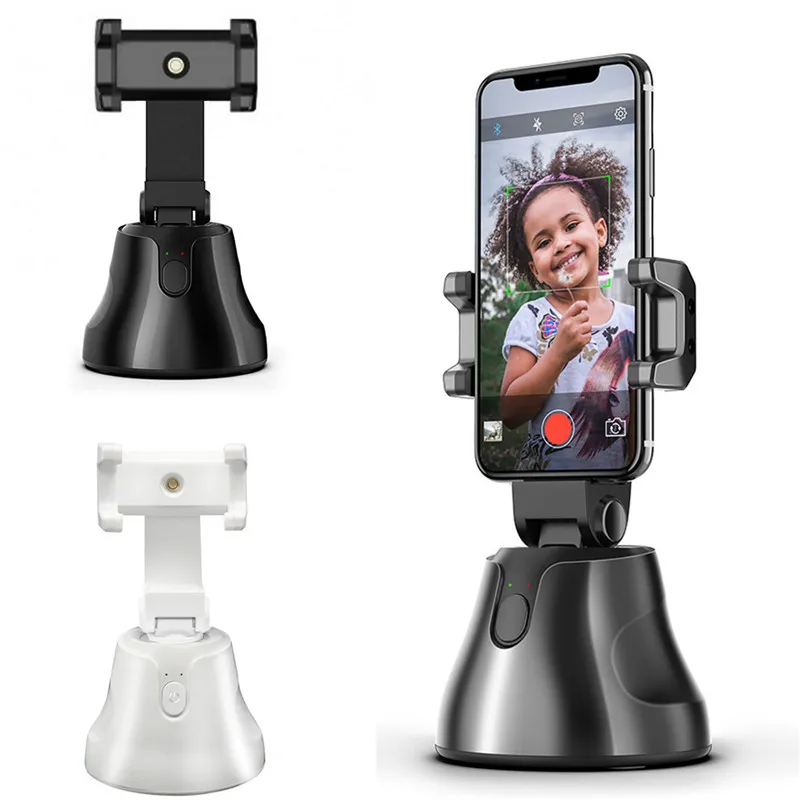 Supporto per rilevamento del viso con rotazione a 360 ° Supporto per smartphone automatico Scatto di selfie Gimbal Stick Foto vlog Supporto per registrazione video in diretta