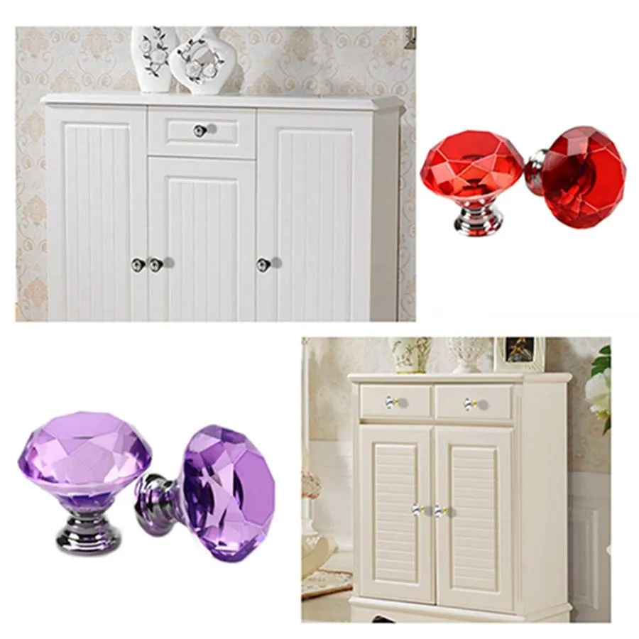 Cabinet Handles 30mm Diamond Shape Design Handles Crystal Glass Knobs Cupboard Pulls Drawer Knobs Kitchen Furniture Cabinet Handles DH0920