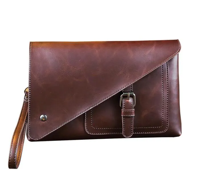 Portefeuille rétro hommes PU décontracté noir marron grande capacité moraillon longue pochette