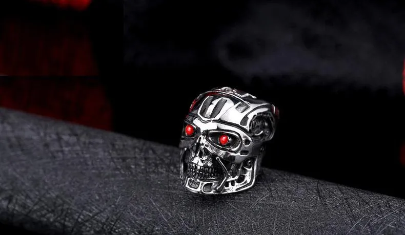 Mode - T800 Terminator Ring Arnold Schwarzenegger Ring Fabrikpreis 316L Edelstahl Titan Stahl Schmuck US Größe 7-13