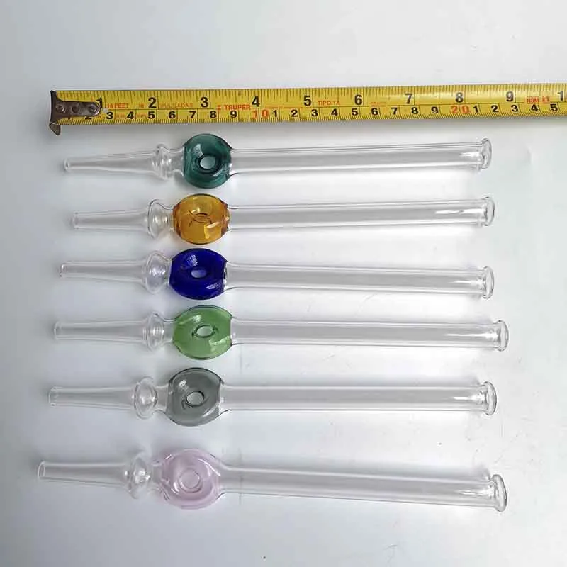 Farbige Nector Collector Ring Glas Gerade Staw Dab Rohr 20 cm Ölbrenner Rauchen Rohre Zubehör Handkonzentrat Zigarette für Wasserpfeifen Bongs