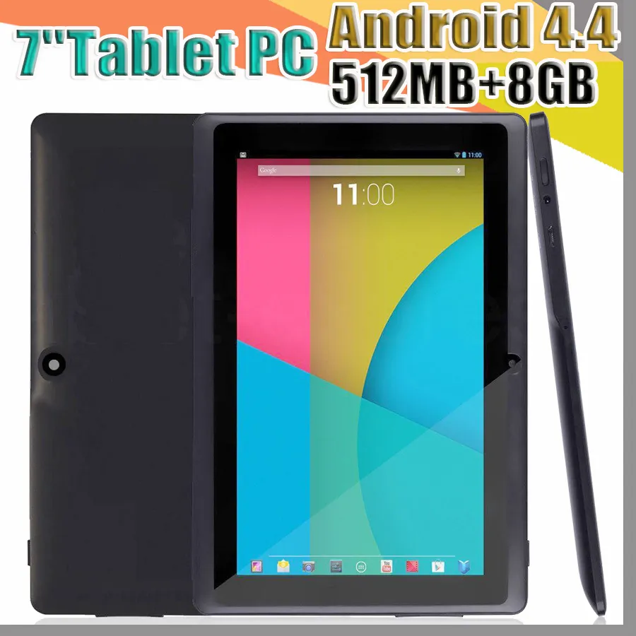 168 Tani 2017 Tabletki WIFI 7 cali 512mb RAM 8 GB ROM Allwinner A33 Quad Core Android 4.4 Pojemnościowy Tablet PC Dual Camera Facebook Q88 A-7PB