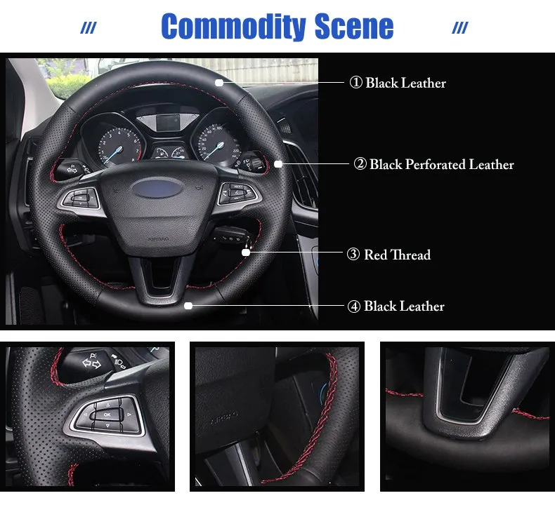 for Ford Focus 3 steering wheel cover