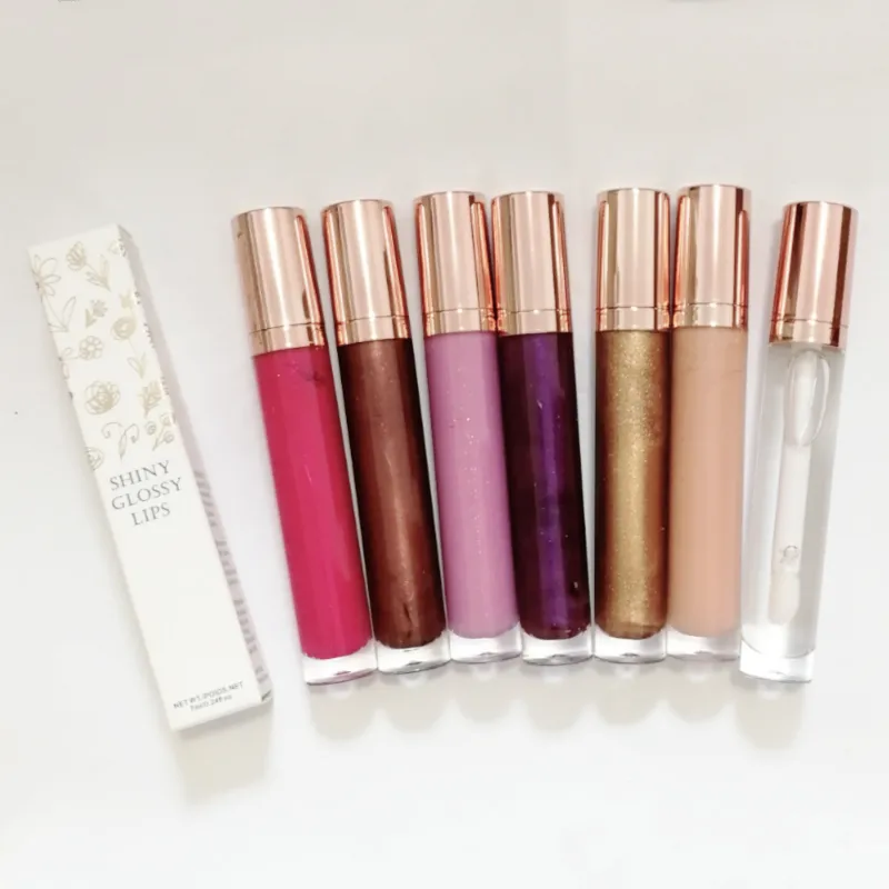 Wholesale Waterproof Shiny Glossy Liquid Lip Gloss Lipstick Shimmer Lip Gloss No Label Cosmetic
