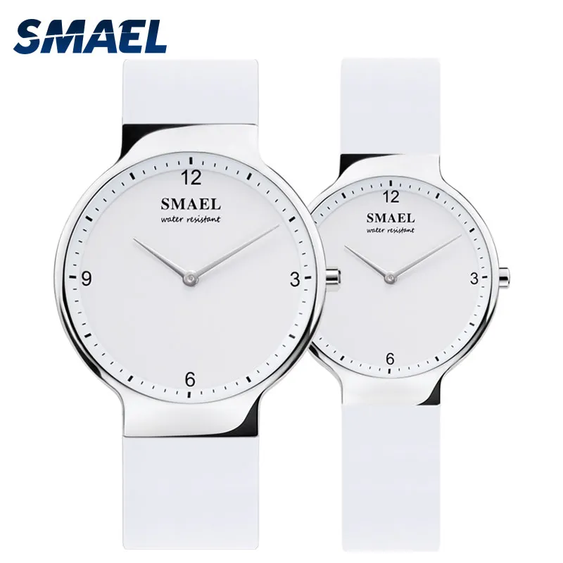 Smael Watch Casual Quartz Watch Zestaw 1835 Prosta para elastyczna wodoodporna zegarek miłośnicy Zestaw Silver de Casal Top Gift276s