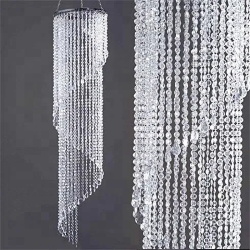 Nowa Styl Crystal Curtain Garland Koraliki Akrylowe Koralik Żyrandol Do Stage Wedding Tackdrop Decoratio Seniu0284