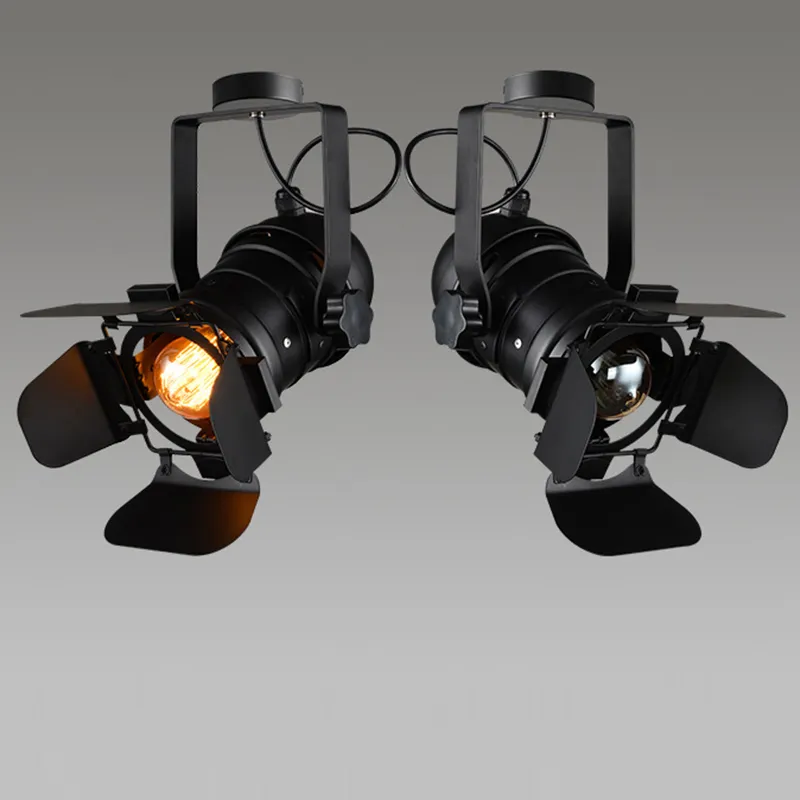 خمر E27 Track Light Loft Industrial Spotlight Rail Light Black Track Lamp for Barn Door Clothes Store Shop Thiptures311c