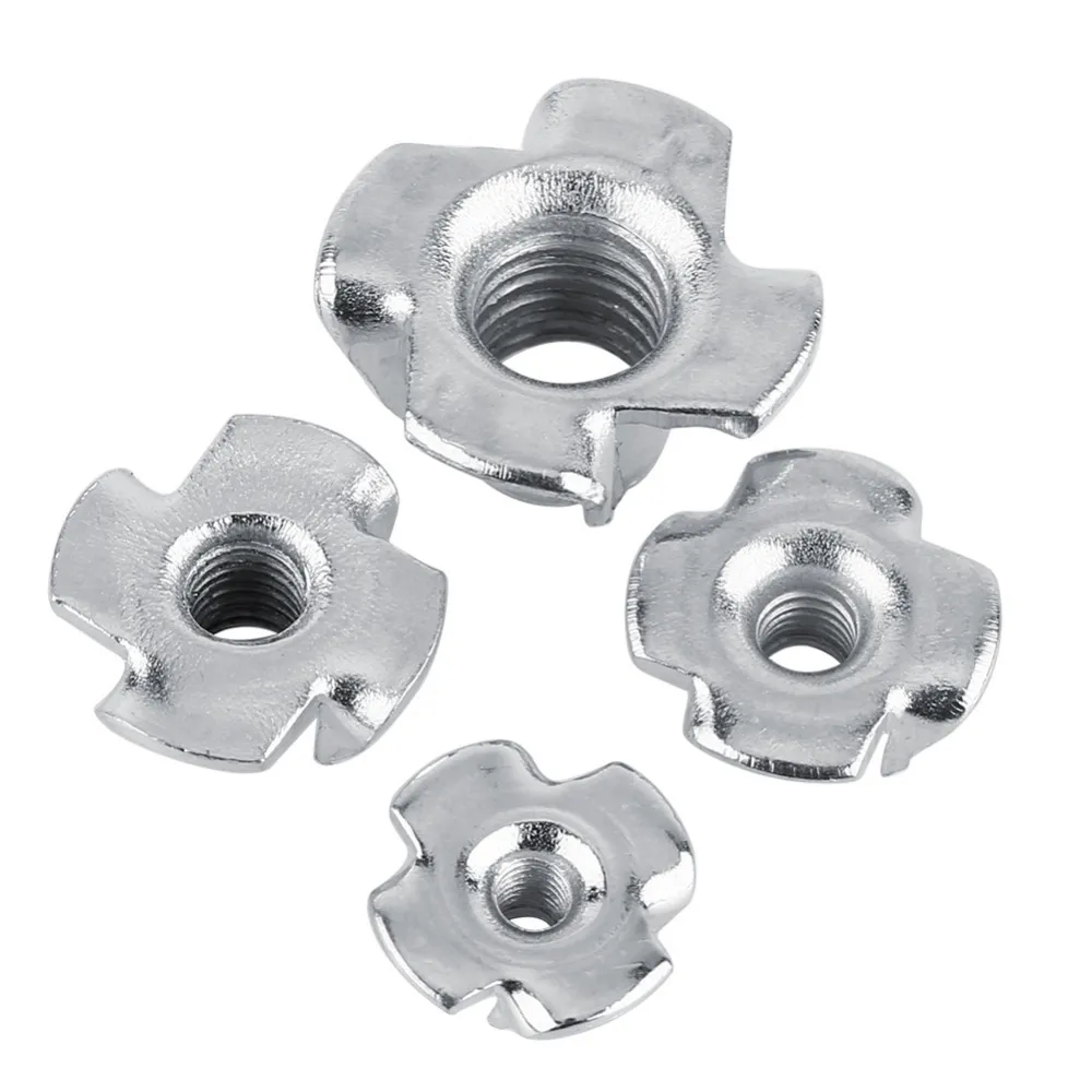 Freeshipping 500pcs Wholesale Useful Tool Parts Zinc Plated Carbon Steel T Nut Four-Pronged Tee Nuts For Woodworking Furniture