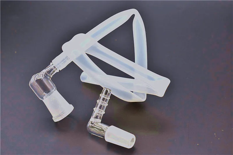 14 mm 18 mm männlich weiblich Glas-Vaporpeitschen-Adapter 90 Grad Extreme Q V-Tower Vaporizer Glas-Winkeladapter mit Schlauch für Wasserbongs