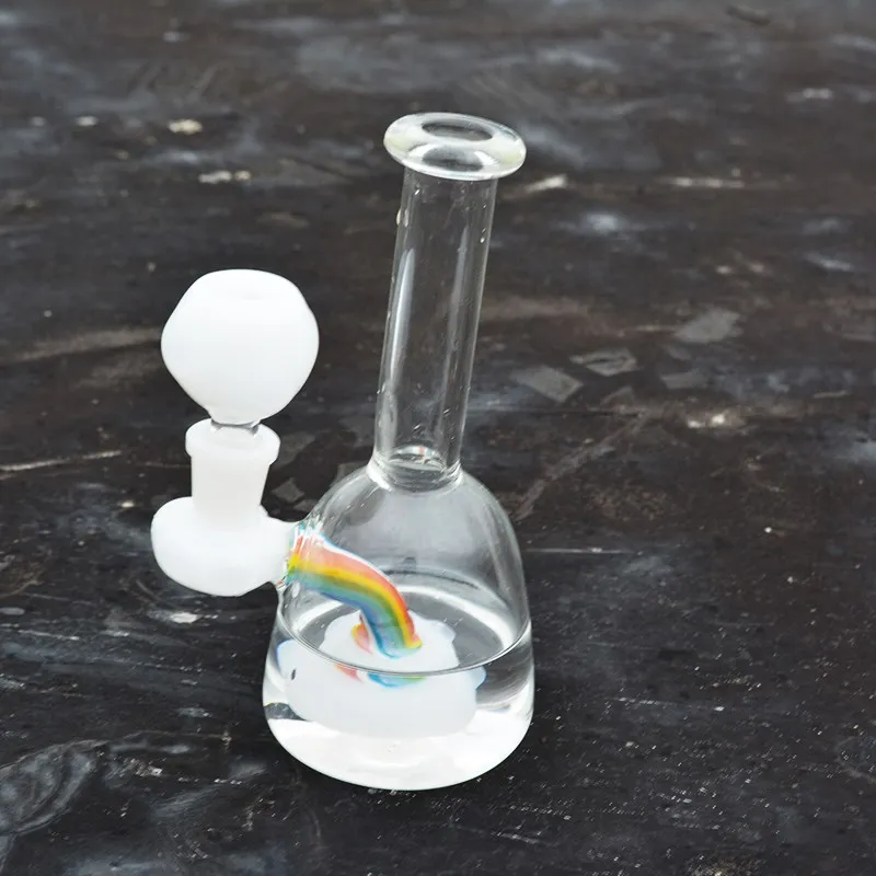 Rainbow Glass Water Pipe Bong Hookh White 6 calowy Wysoki DAB Oil Rig Fajne Główka Bubbler