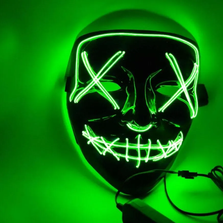 Weihnachtsmaske mit LED-Leuchten, Party-Masken, The Purge, Wahljahr, tolle lustige Masken, Festival, Cosplay, Kostümzubehör, leuchtet im Dunkeln, 10 Farben