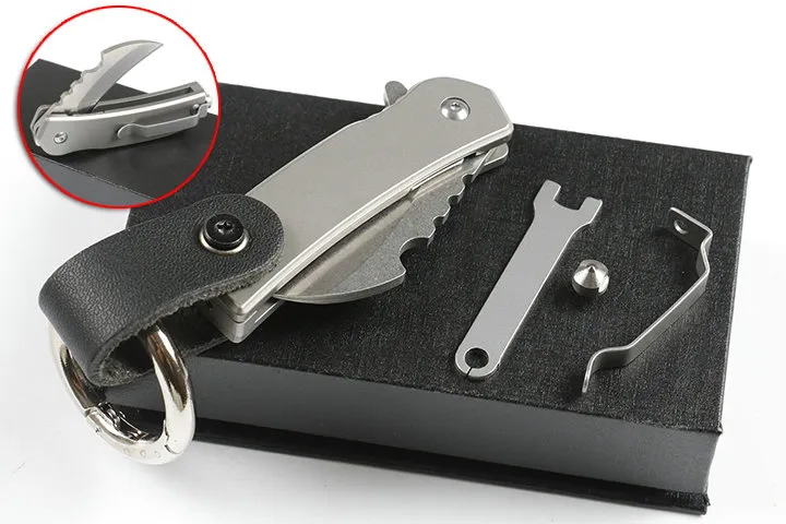 Heet!! Mini Kleine Karambit Claw Zakmes D2 Stone Wash Blade TC4 Titanium Legering Handvat Met Reparatie Tools