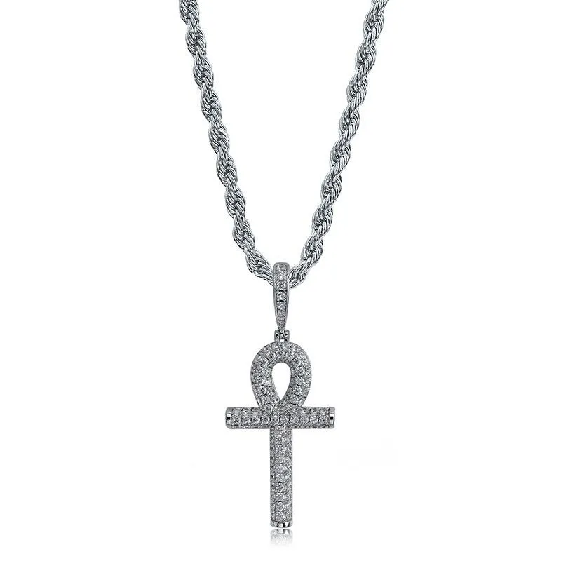 Hip Hop Anhur Diamonds Pendant Halsband för män Kvinnor Luxury Crystal Gold Silver Pendants 18K Gold Plated Ankh Chain Necklace Gifts4213835