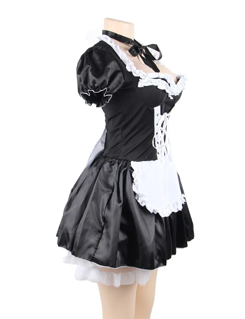 Seksi Fransız Hizmetçi Kostüm Cadılar Bayramı Cosplay Costume Karnaval Teması COS üniforma artı Süper Boyut 4xl 6xl Klasik Fransız Hizmetçisi Fantezi DR200Q