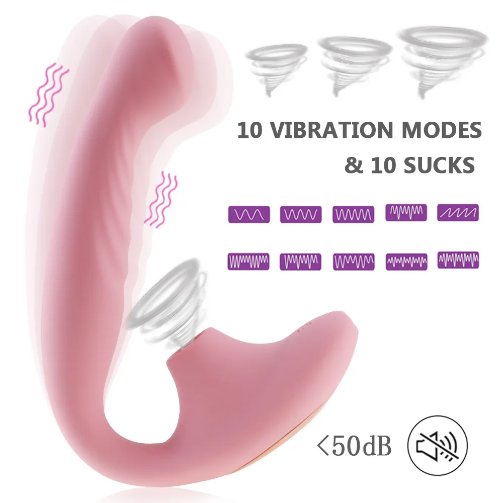 Dubbelhuvud vagina suger vibrator 10 hastigheter vibrerande sucker oral sex sug klitoris stimulering kvinnlig onani sexleksaker j2222