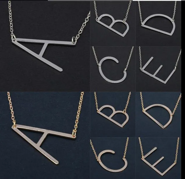 Hot A-Z Engelska Alfabet Initial Letter Halsband Silver Guld Rose Pläterad Huvudbrev Hängsmycke Halsband Mode Smycken För Kvinnor N335