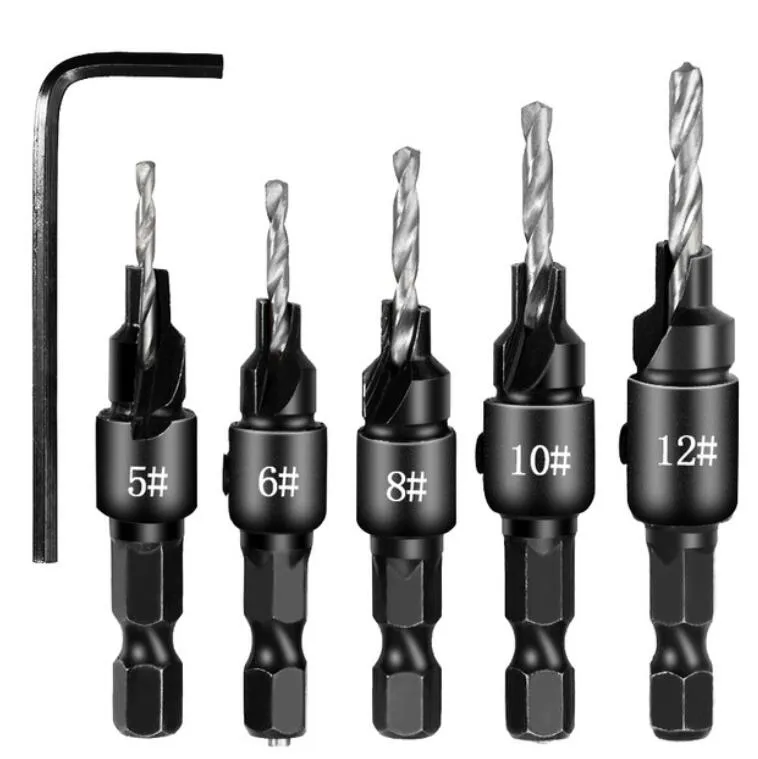 Contartersink Drill Drill Furting Bit Bits Set Drilling Pilots para tamanhos de parafuso 5 6 8 10 128651292