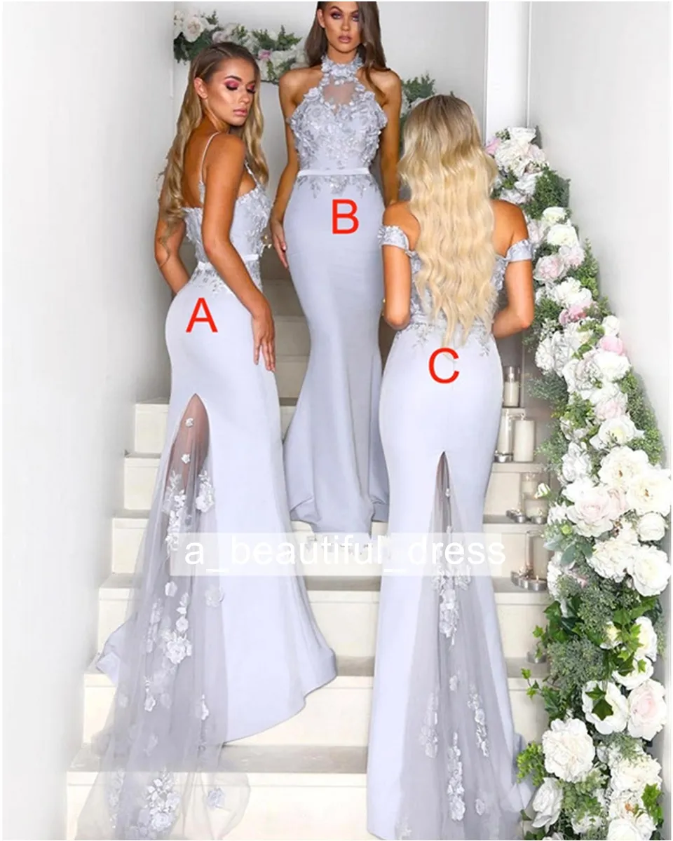 3 stil lavendel brudtärna ärmlös billiga brudtärna klänningar under 50 sjöjungfrun älskling spets pärlstav långa bröllopsfest klänningar