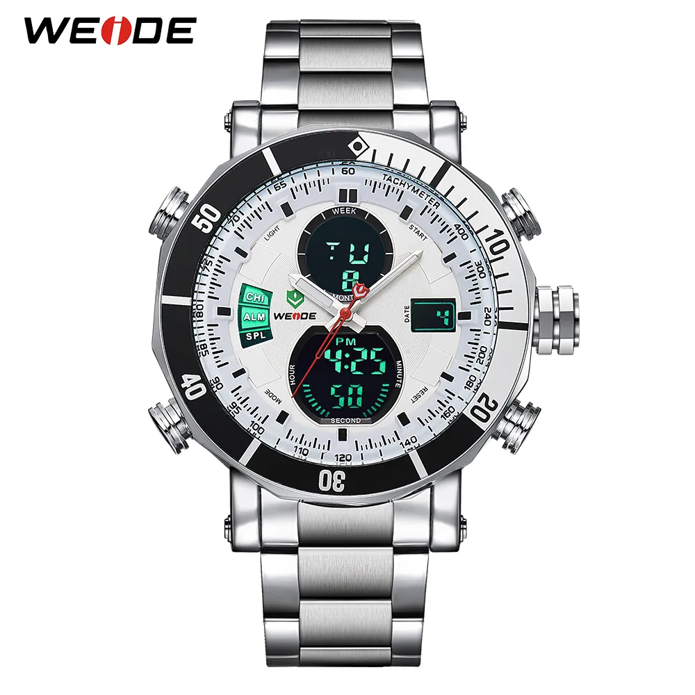 Weide Mens Sports Quartzムーブメントデジタルカレンダーアラームクロノグラフリピータークロノグラフ時計腕時計Relogio Masculino