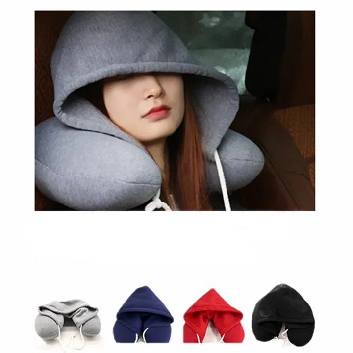 Body Neck Pillow Solid Nap Bomull Partikelkuddar Mjukt Hooded U-formad kudde Flygplan Bil Travel Pillow Home Textiles