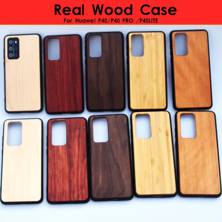 Good quality wood case for huawei p40 plus p30 lite p20 p30 mate20 mate 30 bumper wooden bamboo mobile phone cover shockproof