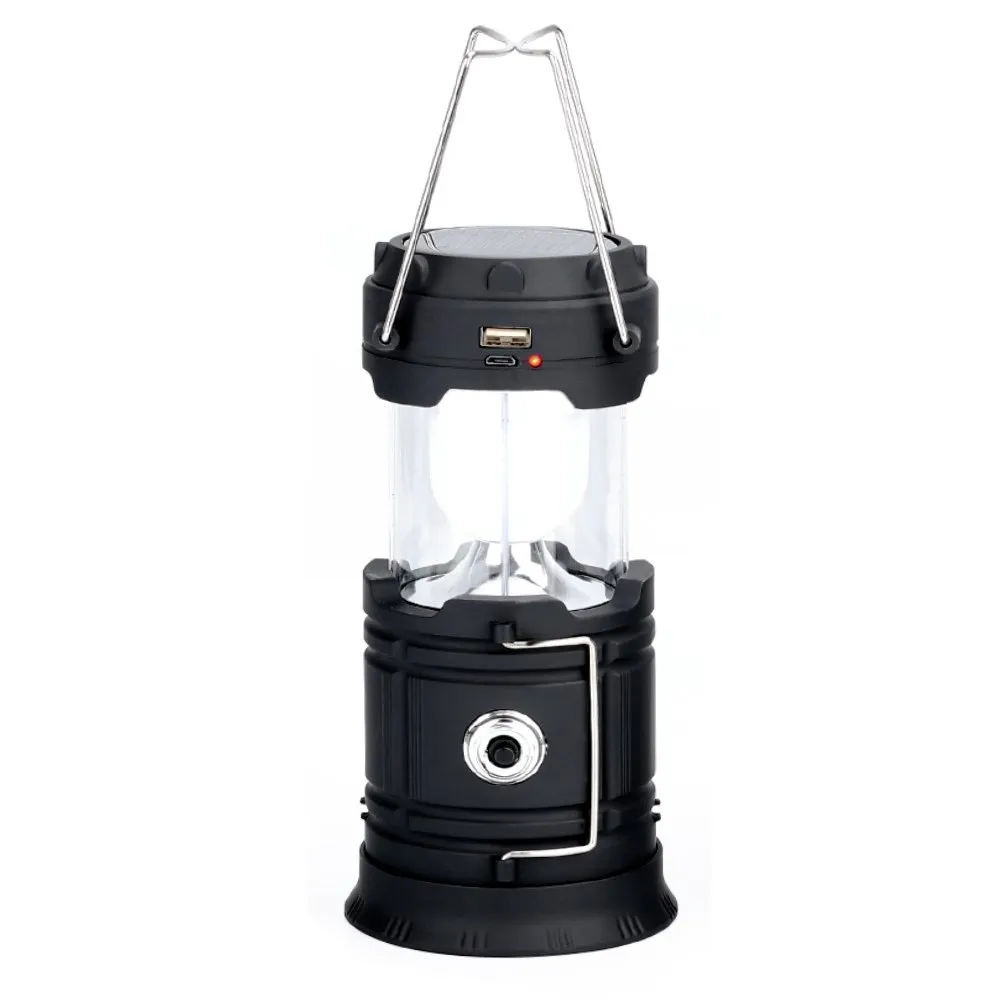Lanterna da campeggio a LED solare, Lanterna di ricarica solare e USB Torcia pieghevole e portatile per pesca notturna, campeggio, escursionismo, emergenza
