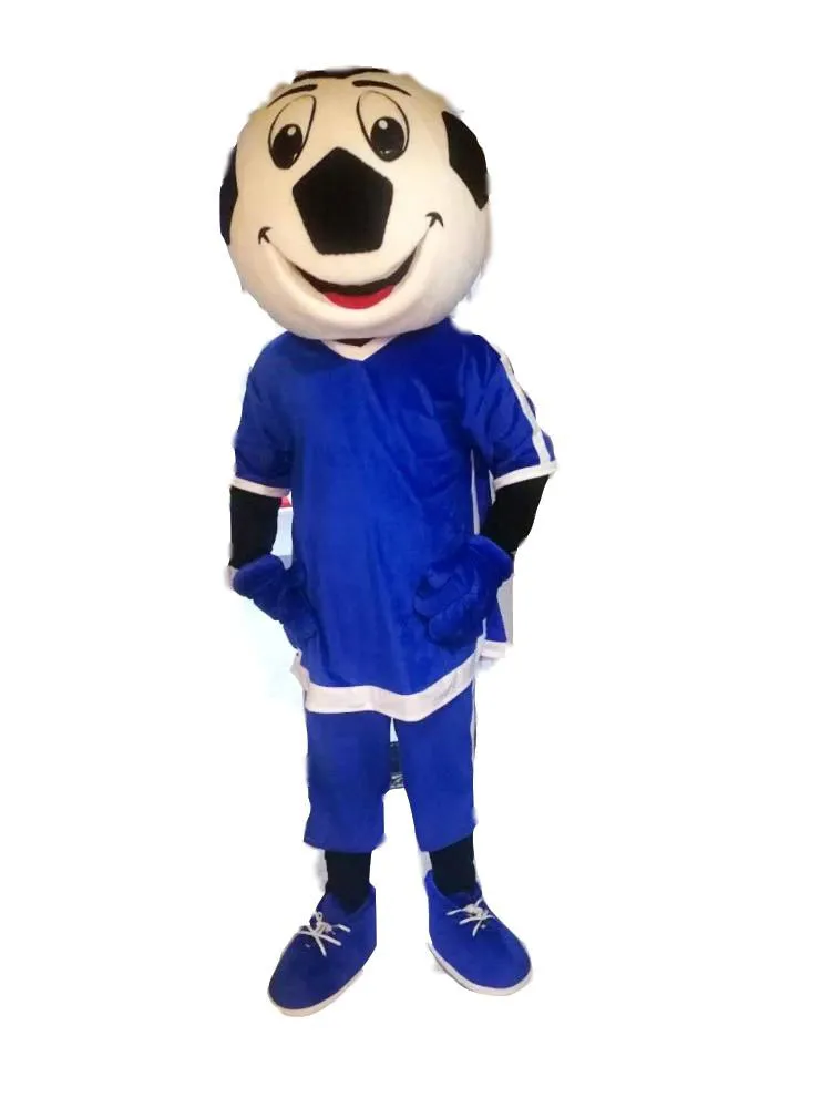 2019 Prese di fabbrica costume da mascotte di calcio blu caldo Formato adulto spedizione gratuita